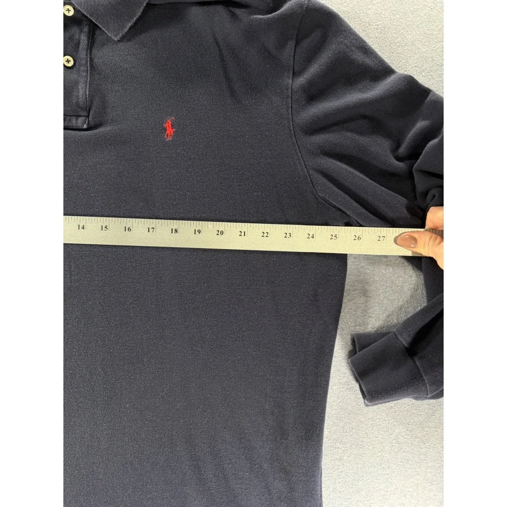 Vintage Polo Ralph Lauren Mens XXL Navy Blue Long Sleeve Polo Shirt 90s Y2K